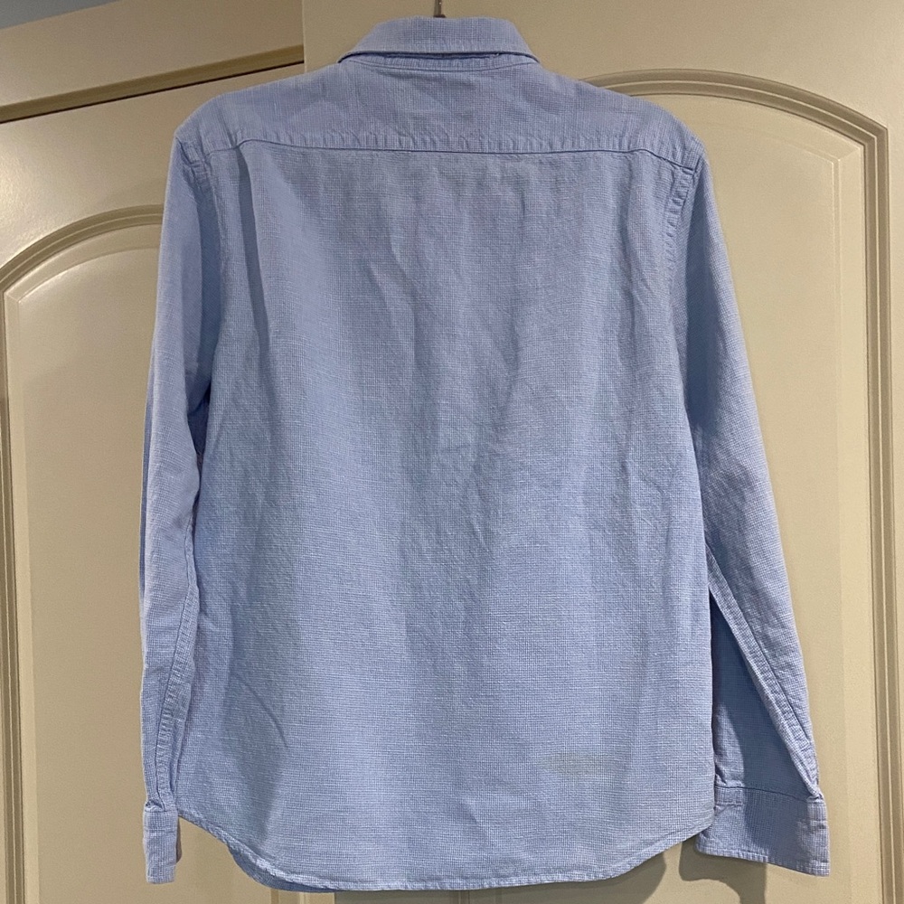Banana Republic Medium Light Blue Linen untucked fit Button-Down Shirt - Picture 3 of 4
